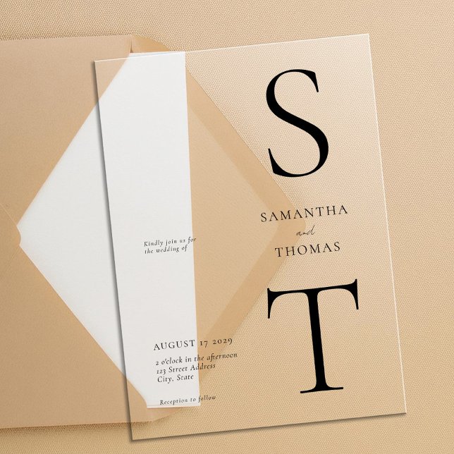 Invitations En Acrylique Mariage minimaliste moderne (Créateur téléchargé)