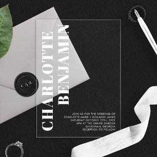 Invitations En Acrylique Mariage Minimaliste Moderne Blanc Audacieux