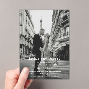 Invitations En Acrylique Mariage minimaliste moderne photo à sauver la date