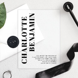 Invitations En Acrylique Mariage Minimaliste Noir Moderne Gras