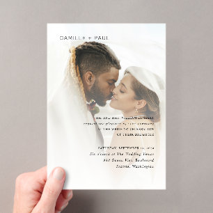 Invitations En Acrylique Mariage minimaliste Photo noir et blanc élégant