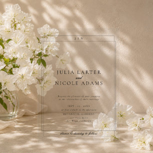 Invitations En Acrylique Mariage minimaliste simple noir ivoire classique