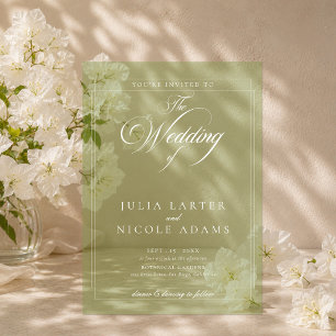 Invitations En Acrylique Mariage minimaliste simple vert ivoire classique