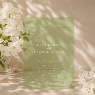 Invitations En Acrylique Mariage minimaliste simple vert ivoire classique