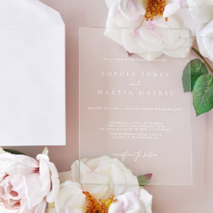 Invitations En Acrylique Mariage Minimaliste Transparent Élégant