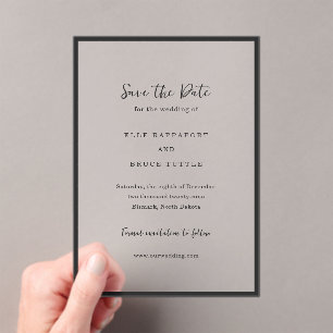 Invitations En Acrylique Mariage Minimaliste Typographie Moderne Enregistre