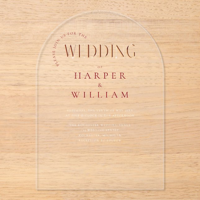 Invitations En Acrylique mariage moderne (Recto)