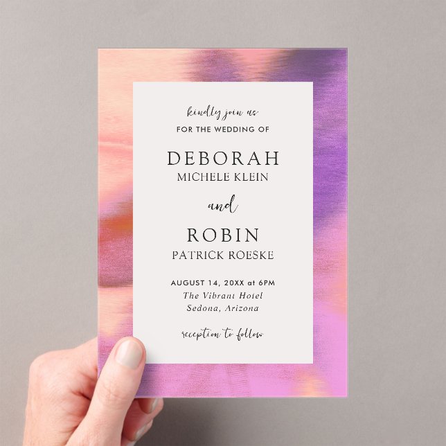 Invitations En Acrylique Mariage Moderne Audacieux Vibrant (In situ (ordinateur de poche))