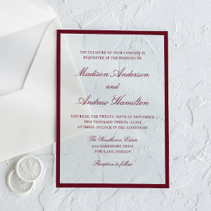 Invitations En Acrylique Mariage Moderne aux Bordures Bourguignonnes