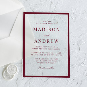 Invitations En Acrylique Mariage Moderne aux Frontières de Bourgogne