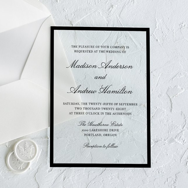 Invitations En Acrylique Mariage Moderne avec Bordure Noire (Créateur téléchargé)