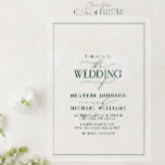 Invitations En Acrylique Mariage Moderne avec Calligraphie Vert Émeraude<br><div class="desc">Cette invitation de mariage dégage une atmosphère d'élégance raffinée,  conçue pour faire une déclaration tout en conservant un certain charme discret. La calligraphie moderne,  encadrée d'un vert émeraude sophistiqué,  invite vos invités à être témoins du début d'un beau voyage entre deux personnes profondément amoureuses.</div>