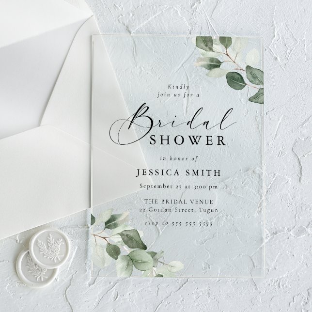 Invitations En Acrylique Mariage Moderne avec Feuille Verte (Créateur téléchargé)