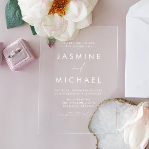 Invitations En Acrylique Mariage Moderne avec Texte Minimaliste