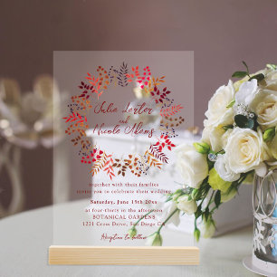 Invitations En Acrylique Mariage Moderne Bleu Poussiéreux Coquillages Plage