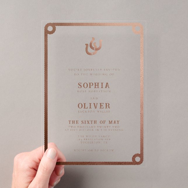 Invitations En Acrylique Mariage moderne country western (In situ (ordinateur de poche))