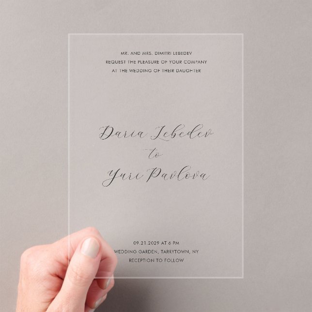 Invitations En Acrylique Mariage moderne Daria (In situ (ordinateur de poche))