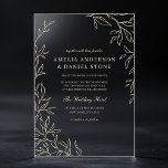 Invitations En Acrylique Mariage Moderne Élégant Feuille Minimal Or<br><div class="desc">Une invitation de mariage élégante et sophistiquée avec un design de feuille d'or minimaliste. Cette invitation moderne mais élégante combine des accents botaniques subtils avec une esthétique raffinée,  parfaite pour les couples qui apprécient la simplicité intemporelle avec une touche de luxe.</div>
