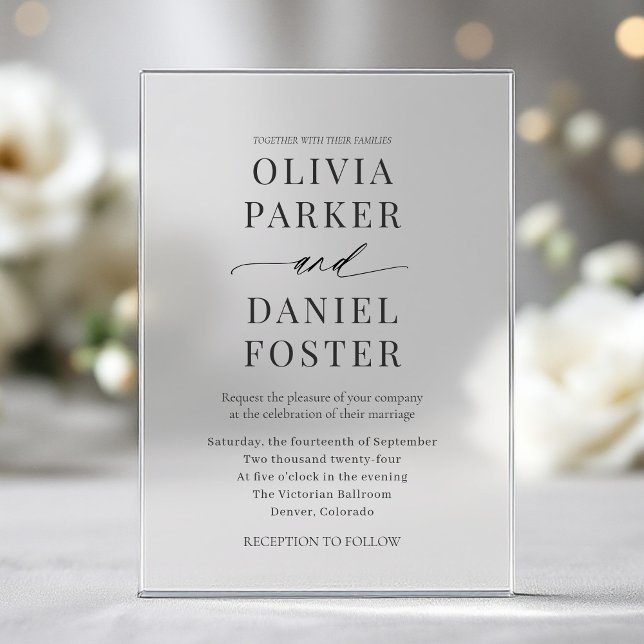 Invitations En Acrylique Mariage Moderne Minimaliste (Créateur téléchargé)