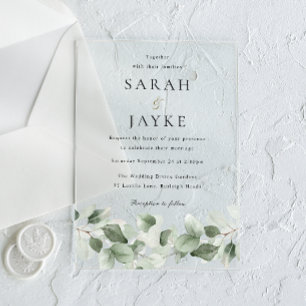 Invitations En Acrylique Mariage Moderne Minimaliste avec Verdure pour Tout