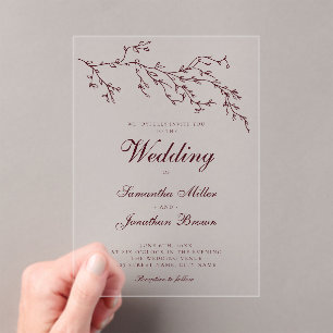 Invitations En Acrylique Mariage Moderne Minimaliste Botanique Bordeaux