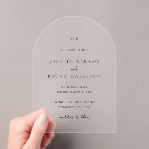 Invitations En Acrylique Mariage Moderne Minimaliste Enregistrez la Date