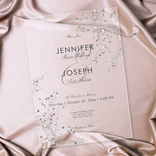 Invitations En Acrylique Mariage Moderne Minimaliste Gris et Blanc avec Dia