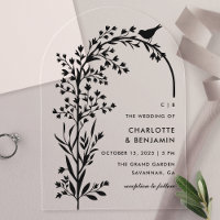 Mariage Moderne Oiseau Noir et Branche