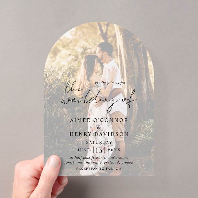 Invitations En Acrylique Mariage Moderne Photo Écriture Rustique (In situ (ordinateur de poche))