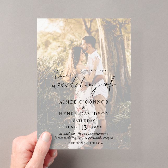 Invitations En Acrylique Mariage Moderne Photo Écriture Rustique (In situ (ordinateur de poche))