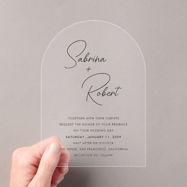 Invitations En Acrylique Mariage Moderne Propre (In situ (ordinateur de poche))
