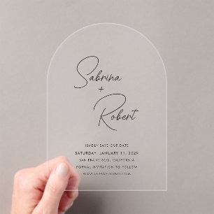 Invitations En Acrylique Mariage Moderne Propre Enregistrer la Date