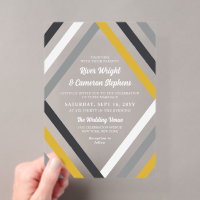 Mariage Moderne Rayures Diamant Jaune Noir Gris