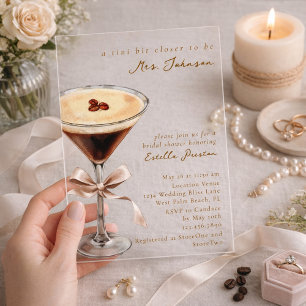Invitations En Acrylique Mariage moderne simple avec Martini espresso à l'a