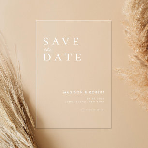 Invitations En Acrylique Mariage moderne simple Enregistrer la date