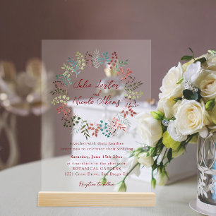 Invitations En Acrylique Mariage Moderne sur la Plage d'Océan aux Coquillag