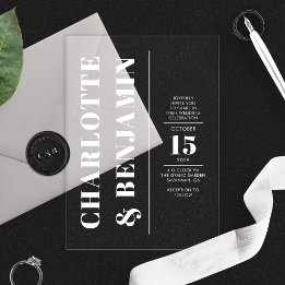 Invitations En Acrylique Mariage Moderne Vertical Gras Blanc