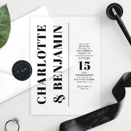 Invitations En Acrylique Mariage Moderne Vertical Gras Noir