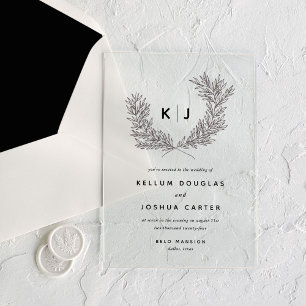 Invitations En Acrylique Mariage Monogramme distingué