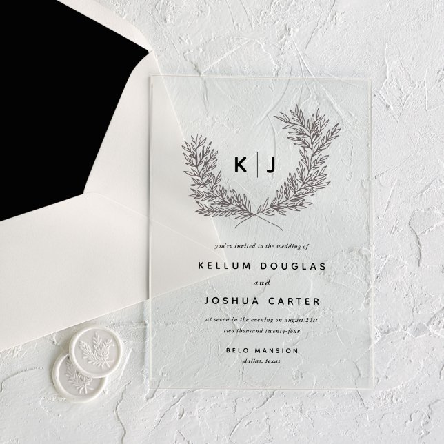 Invitations En Acrylique Mariage Monogramme distingué (Distinguished Monogram Wedding Acrylic Invitations)
