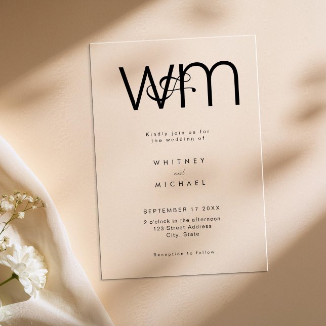 Invitations En Acrylique Mariage Monogramme minimal moderne (Créateur téléchargé)