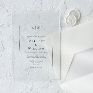 Invitations En Acrylique Mariage monogramme minimal traditionnel simple