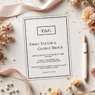 Invitations En Acrylique Mariage Monogramme Noir Et Blanc Simple