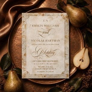 Invitations En Acrylique Mariage Monogramme Terre Cuite Ancien Argent