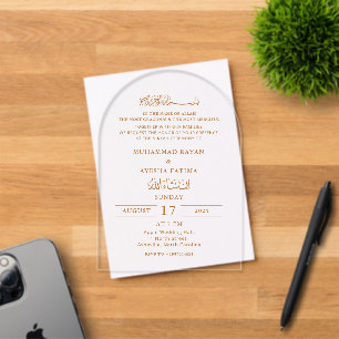 Invitations En Acrylique Mariage Musulman Islamique Nikkah Moderne Minimali