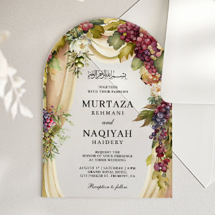 Invitations En Acrylique Mariage Musulman Vintage Boho Raisins Arche