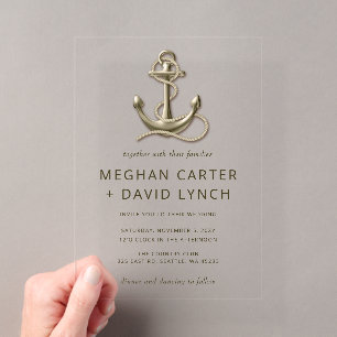 Invitations En Acrylique Mariage Naudtique Ancre Vintage Rustique