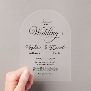 Invitations En Acrylique Mariage noir et blanc de luxe Chic Couple artistiq