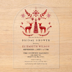 Invitations En Acrylique Mariage nordique Buck et Doe Noël Shower de mariag