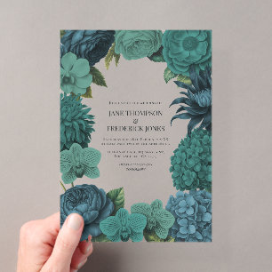 Invitations En Acrylique Mariage Ocean Émeraude, Lagune Profonde & Teal de